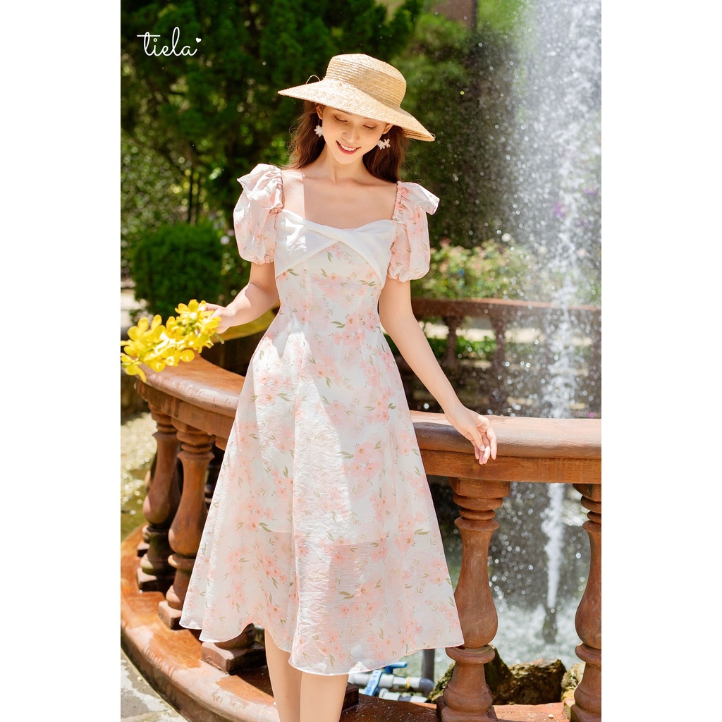 TIELA Đầm váy hoa tay phồng nhẹ-Maris Dress