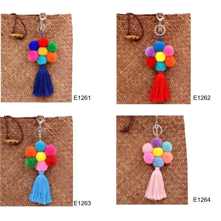 Móc khóa hình bóng lông phong cách dân tộc thời trang