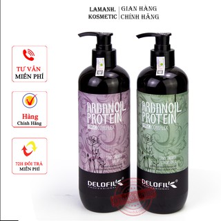 Cặp Dầu Gội Dầu Xả Delofil Arganoil Protein Phục Hồi sạch Gàu, Siêu Mượt 500ml x 2