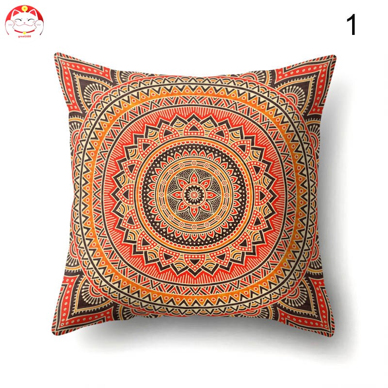 Vỏ Gối Vuông 45x45cm Hoa Văn Phong Cách Bohemian