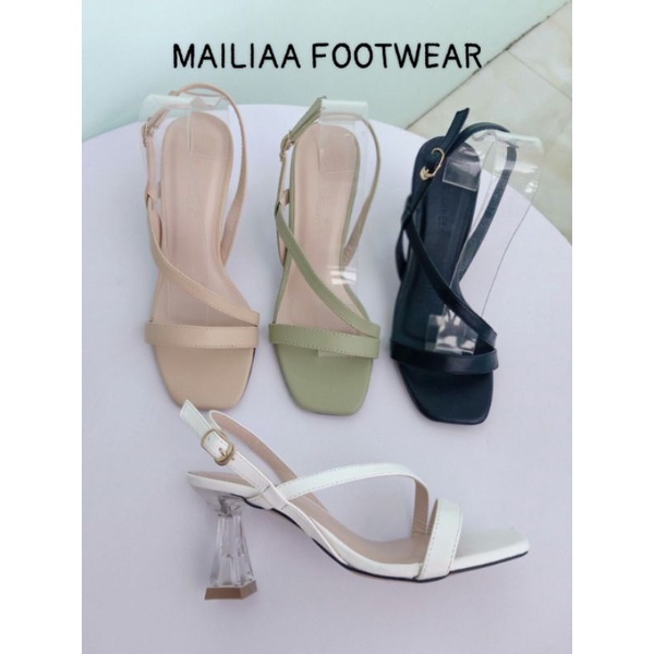 Sandal giày cao gót nữ 5 phân MAILIAA ML01 quai da gót mika trong 5 phân dễ đi