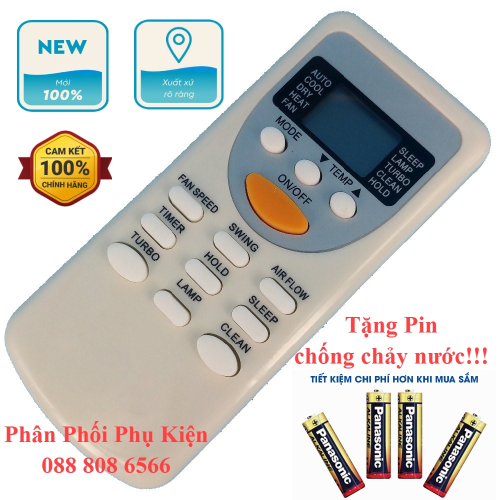 [HÀNG CHÍNH HÃNG - TẶNG PIN CHỐNG CHẢY NƯỚC] Điều khiển điều hòa ASANZO nút vàng - BẢO HÀNH 1 ĐỔI 1
