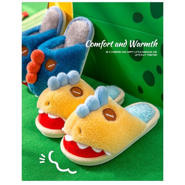 Dép lông khủng  long  mang trong  nhà  cho bé trai  và  bé  gái