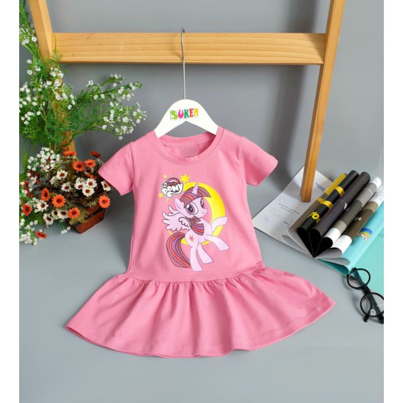 Váy Đầm thun Bé Gái ngựa little PONY thun 4 chiều chính phẩm Mềm Mát size nhí đại 1-14