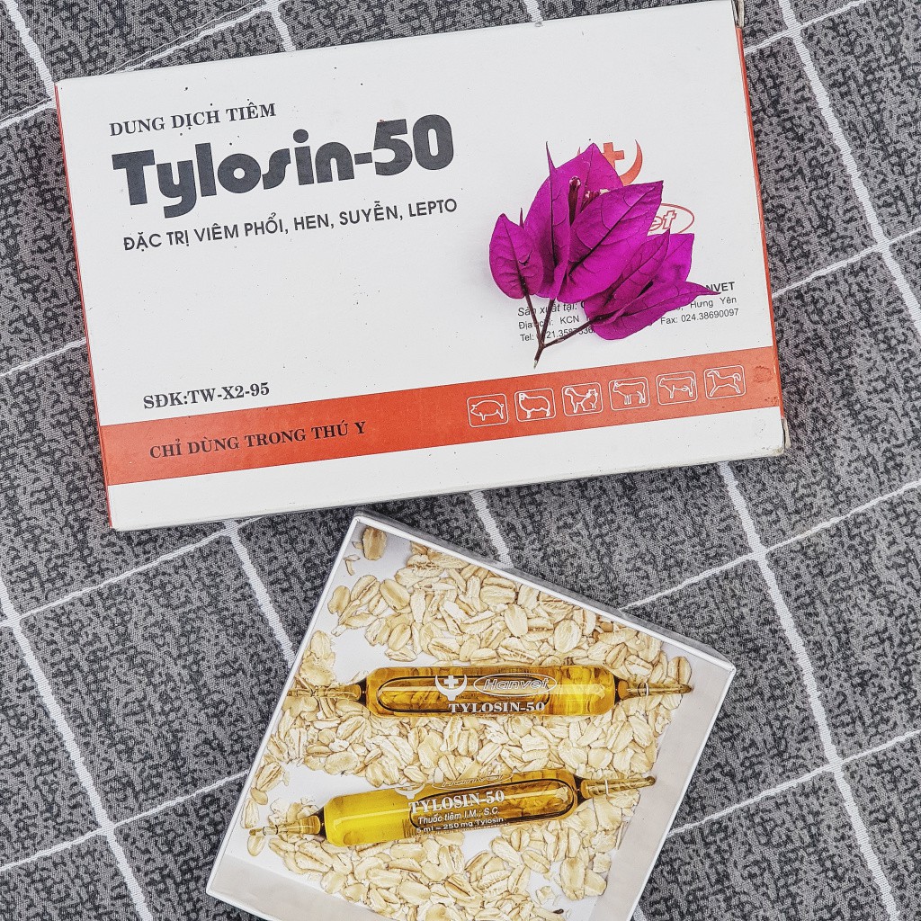 TYLOSIN 50 - Dung dịch tiêm về hô hấp cho chó mèo lợn gà gia súc gia cầm