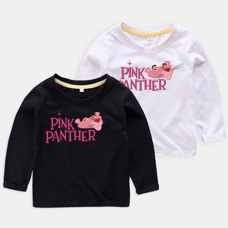6 Colors Pink Panther Cartoon Pure Cotton Long Sleeve Tshirt (Wholesale Available)