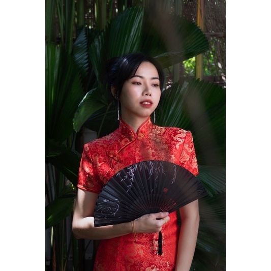 Sườn Xám Thượng Hải Dáng Dài Kiểu Vintage