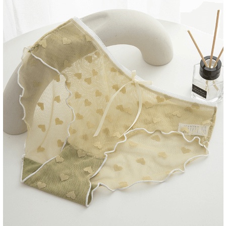 [Ảnh thật] Quần lót ren sexy viền màu phối hoạ tiết trái tim quyến rũ cho nàng M16