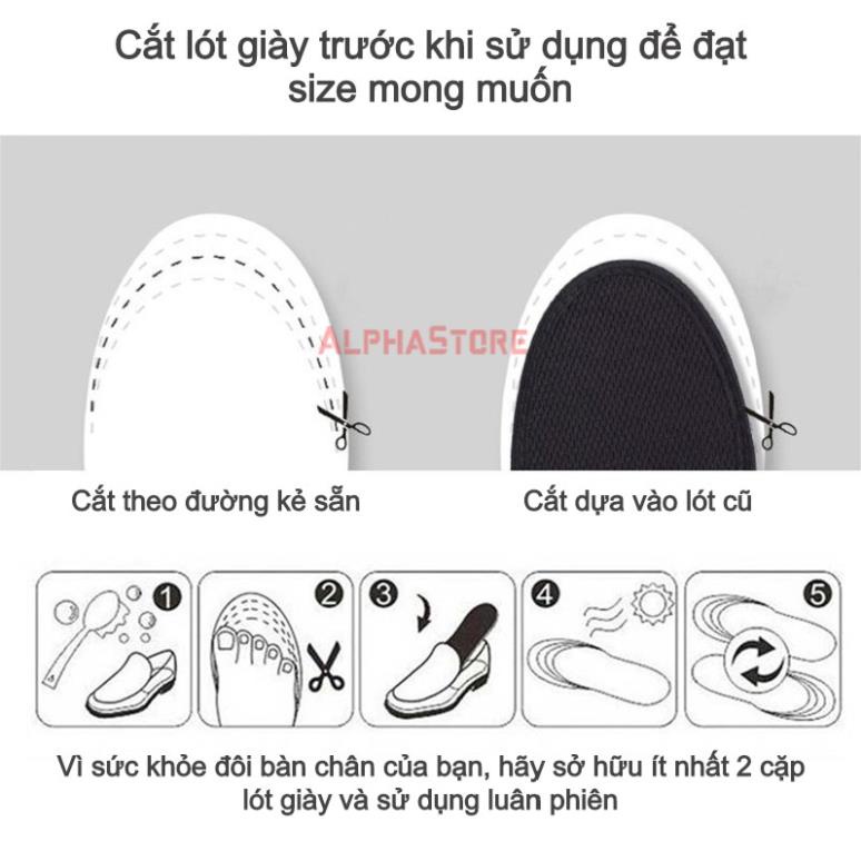 Lót Giày 4D Massage Êm Chân, Thấm Hút Khử Mùi, Chống Hôi Chân Hiệu Quả - Lót Giầy Đệm Mút Hoạt Tính Đàn Hồi Cao