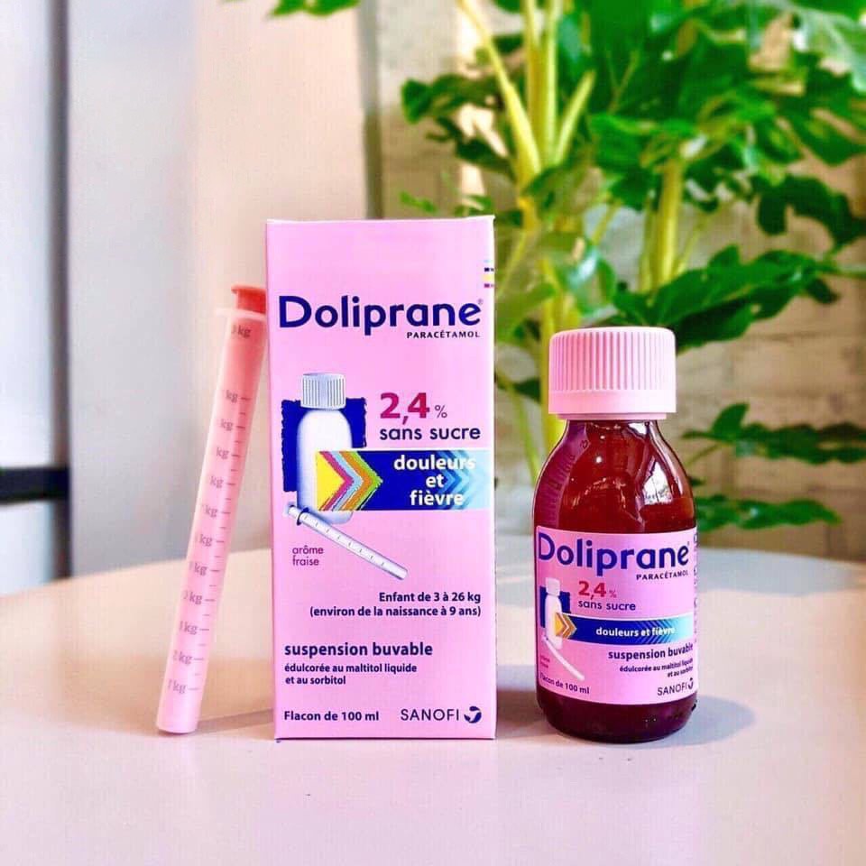 Doliprane - Siro Hạ Sốt cho bé Doliprane 2.4% 100ml hàng nội địa Pháp, hương dâu dễ uống_ CHÍNH HÃNG