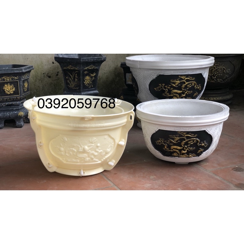 Khuôn tròn 40cm hoạ tiết Cúc-Tùng- Mai xen kẽ nhựa abs có lòng trong