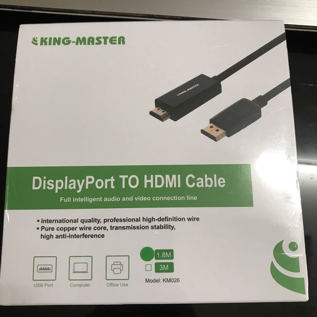 Cáp Chuyển từ cổng Displayport Sang HDMI Kingmaster KM 026 dài 1.8m
