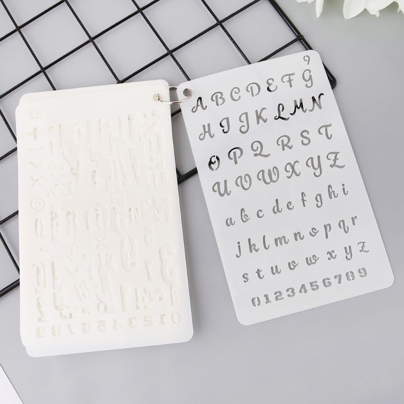Bộ 12 Khuôn Nhựa Hình Chữ Cái Tiếng Anh Dùng Vẽ Tranh DIY Cho Bé