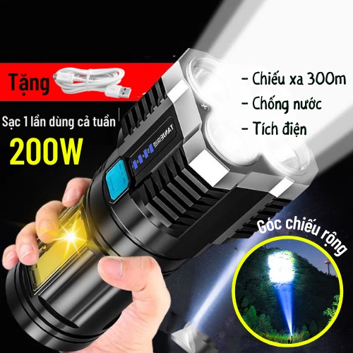 Đèn Pin Cầm Tay, Đèn Pin Siêu Sáng 4 Chế Độ Sáng Tiện Dụng Moda.H