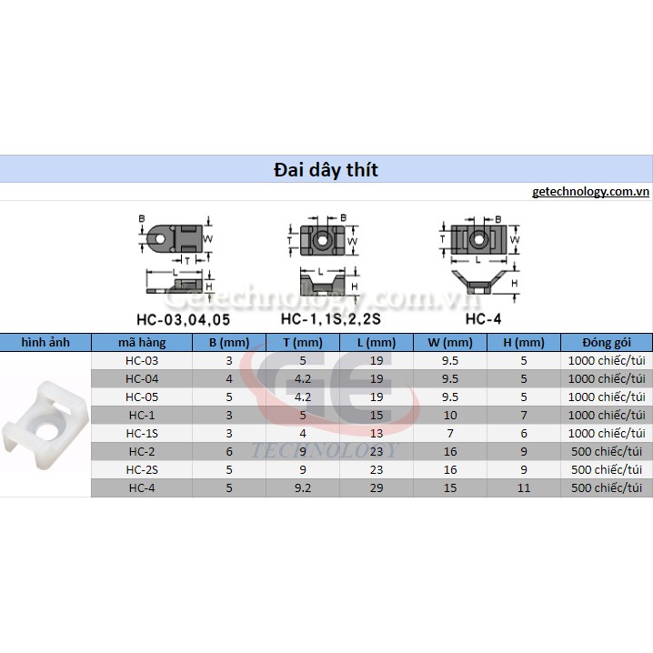 10 chiếc Đế nhựa cố định dây thít,đai dây thít HC1, HC-2, HC-2S, HC-04, HC-4, HC-05 có sẵn màu đen và trắng