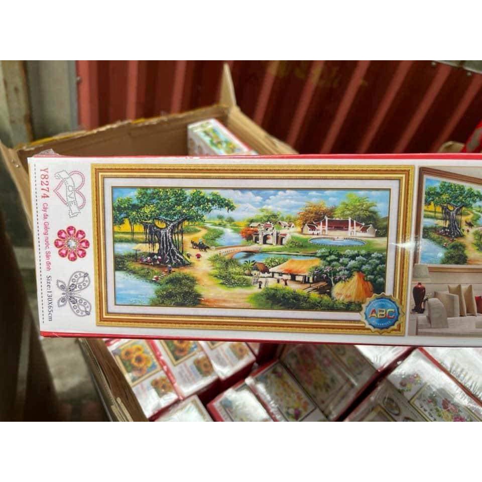 Tranh đính đá đồng quê,tranh gắn đá chưa gắn.