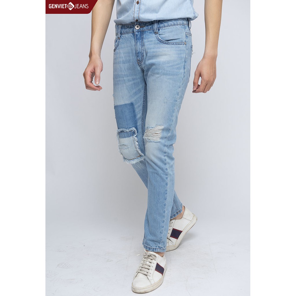  X1103J722 - Quần Dài GENVIET Jeans Nam Phối Xước | BigBuy360 - bigbuy360.vn