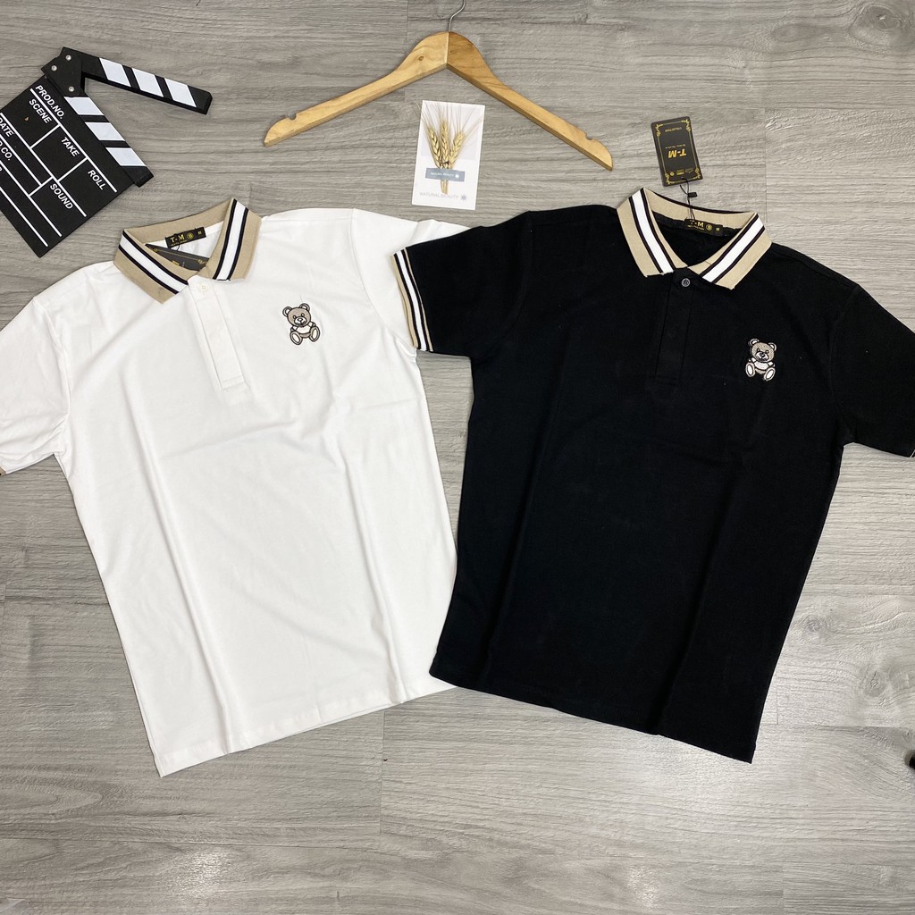Áo Thun Polo Nam Ngắn Tay Cổ Bẻ Thêu Con Gấu Cực Dễ Thương, áo polo nam Saigon Jan Shop