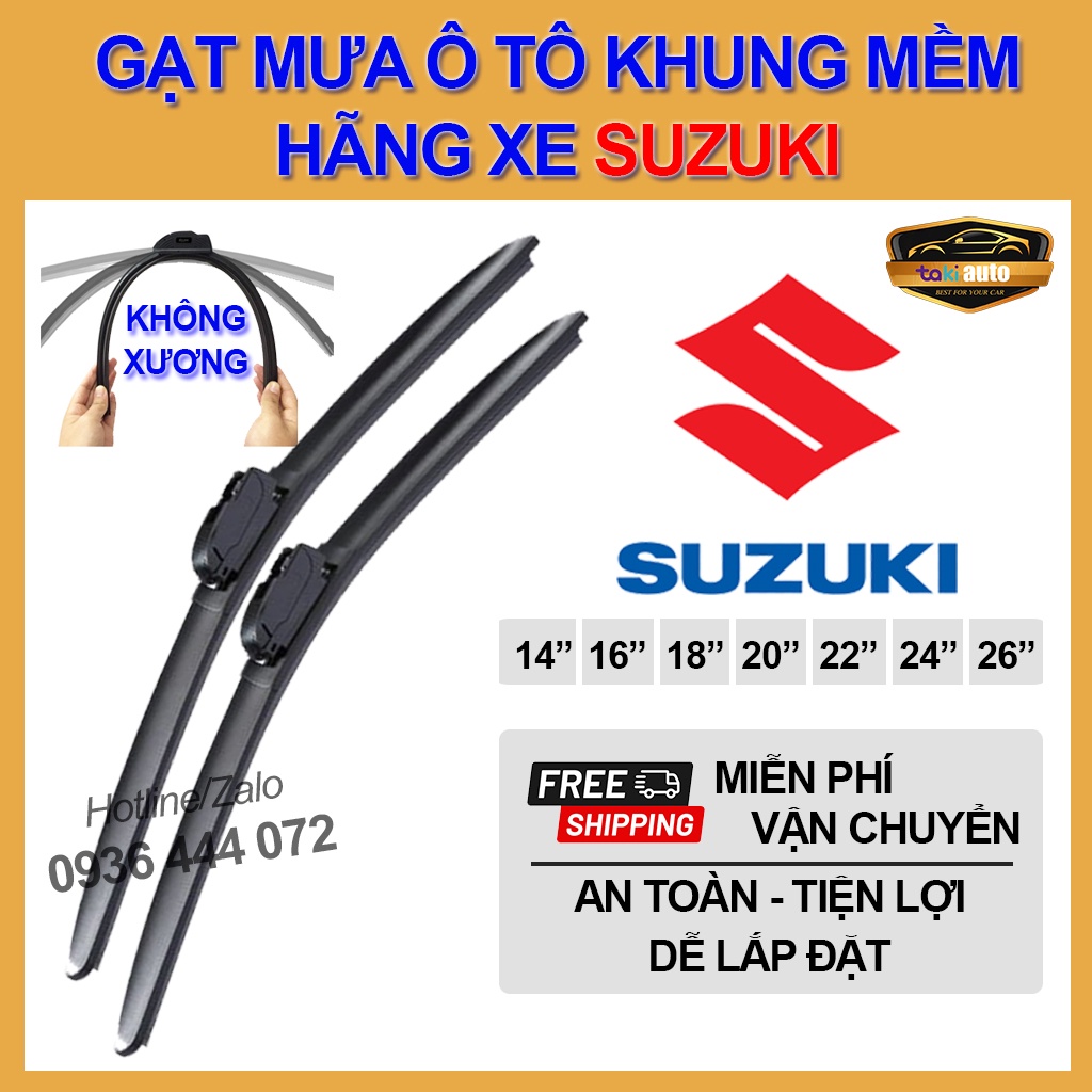 [SUZUKI] Cần gạt nước mưa khung mềm cao cấp XL7,CELERIO,ALTO,CARY,WAGON... thanh gạt kính nước mưa xe ô tô, lưỡi gạt mưa