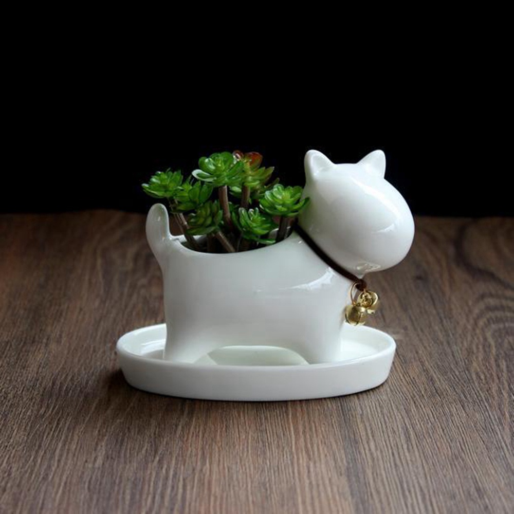 Chậu Hoa Bằng Gốm Sứ Hình Chú Voi / Mèo Sáng Tạo Trang Trí Bàn Làm Việc