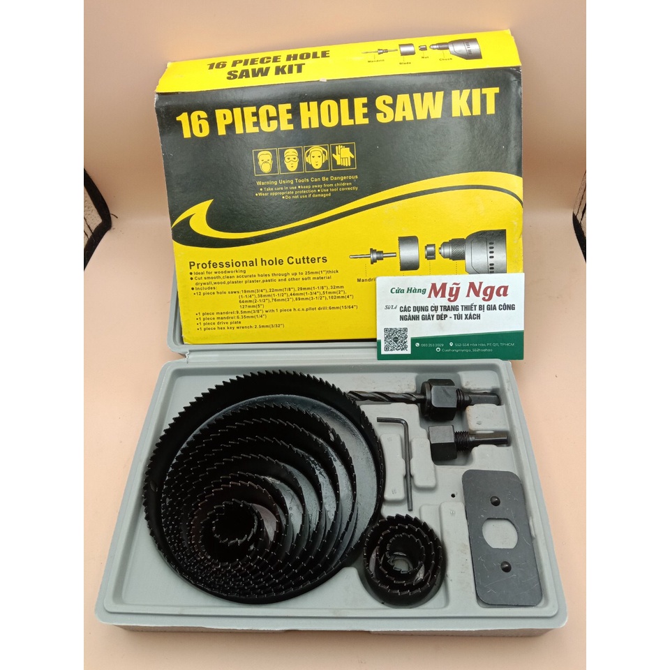Bộ mũi khoan khoét lỗ 16 chi tiết