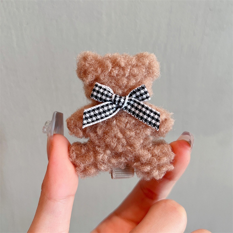 Kẹp Tóc Đính Nơ Gấu Bông Dễ Thương Phong Cách Hàn Quốc Cho Nữ