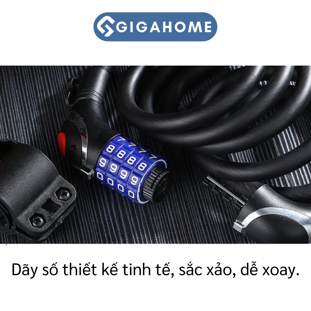 Khóa Dây 5 Số Cao Cấp GIGAHOME Cho Xe Đạp, Xe Máy Chắc Chắn 3406