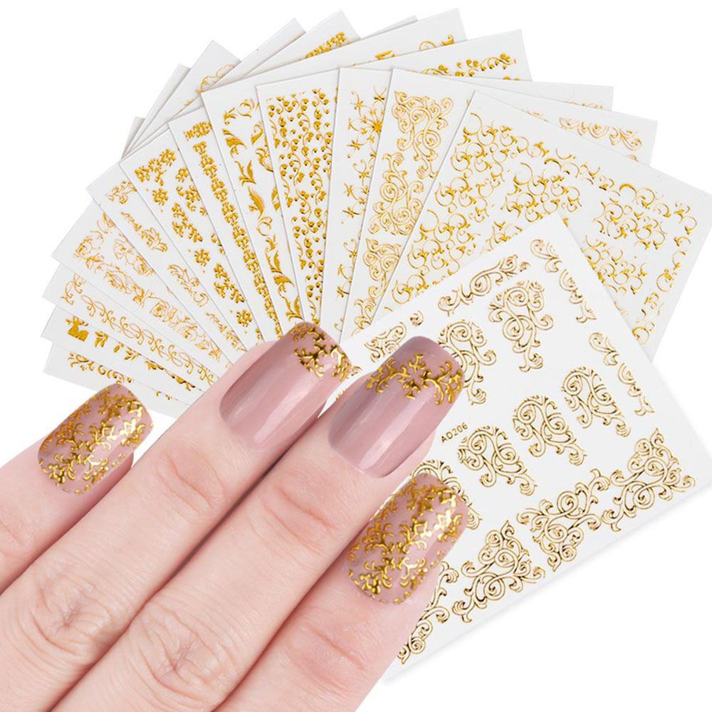 Miếng dán móng tay màu đồng 3D nghệ thuật