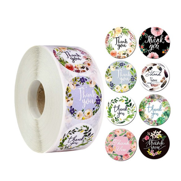 Cuộn Set 500 Sticker Nhãn Dán &quot;Thank You&quot; - Văn Phòng Phẩm Sáng Tạo