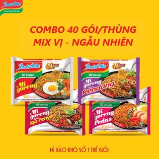 Thùng 40 gói mì xào khô Indomie goreng mix vị (ngẫu nhiên)