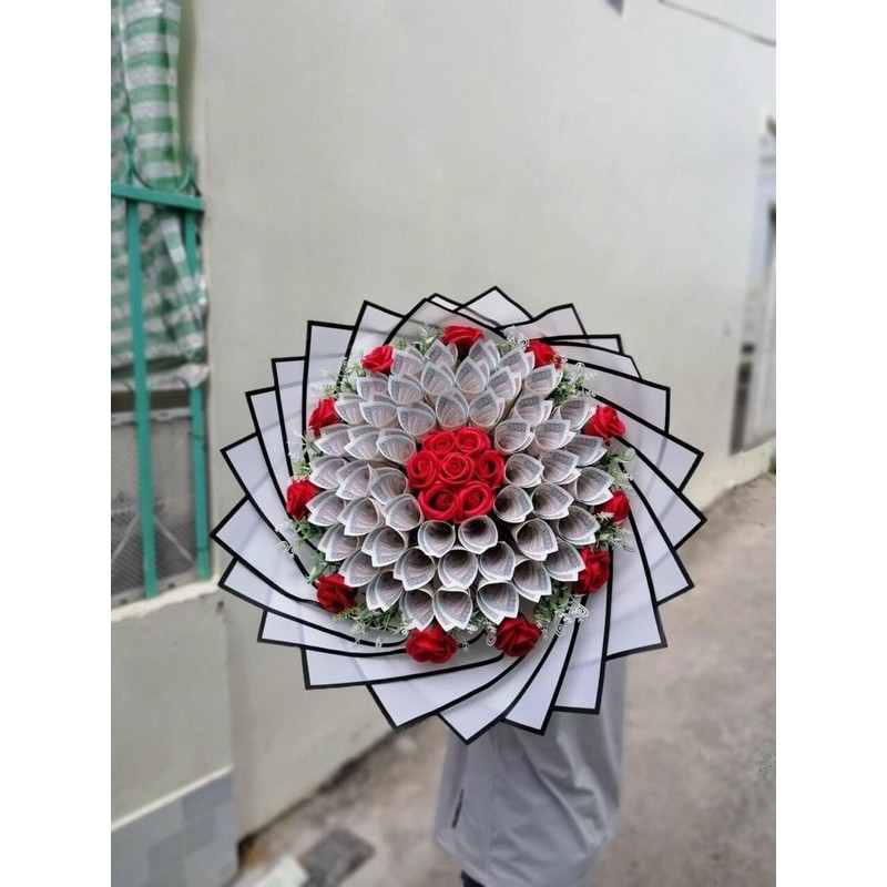 Giấy gói hoa viền đen trắng