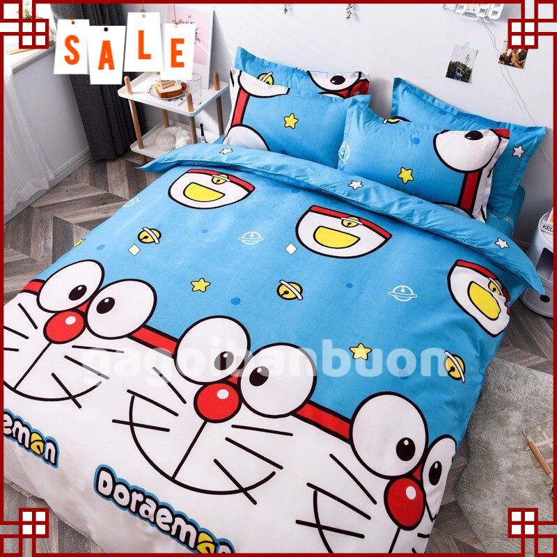 Bộ Chăn Ga Cotton POLY MẪU DORAEMON2020chăn, ga, cotton, ga nệm, chăn ga, cotton poly, chăn nệm, chăn ga gối, bedding️