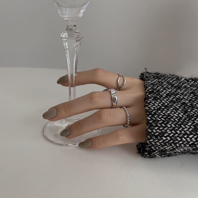 Set Ba Nhẫn Xoắn 1054 Kiểu Dáng Đơn Giản Hợp Thời Trang