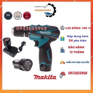 Máy khoan pin máy khoan chạy pin 12v 🎁 kèm phụ kiện 💪 lõi đồng có đảo chiều - khoan, bắt vít
