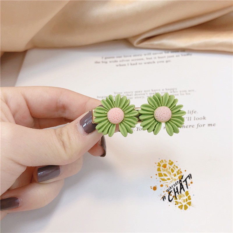 Set 5 kẹp tóc mái tiểu thư hình hoa cúc hoạ mi cho tóc thêm xinh