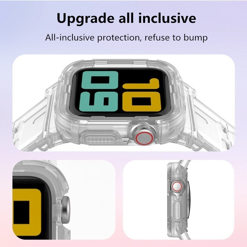 Dây Đeo Đồng Hồ Bằng TPU Trong Suốt Màu Kẹo Dạ Quang Chống Rơi Vỡ Kích Thước 38mm 40mm 42mm 44mm Cho Iwatch 4 5 3 2 1