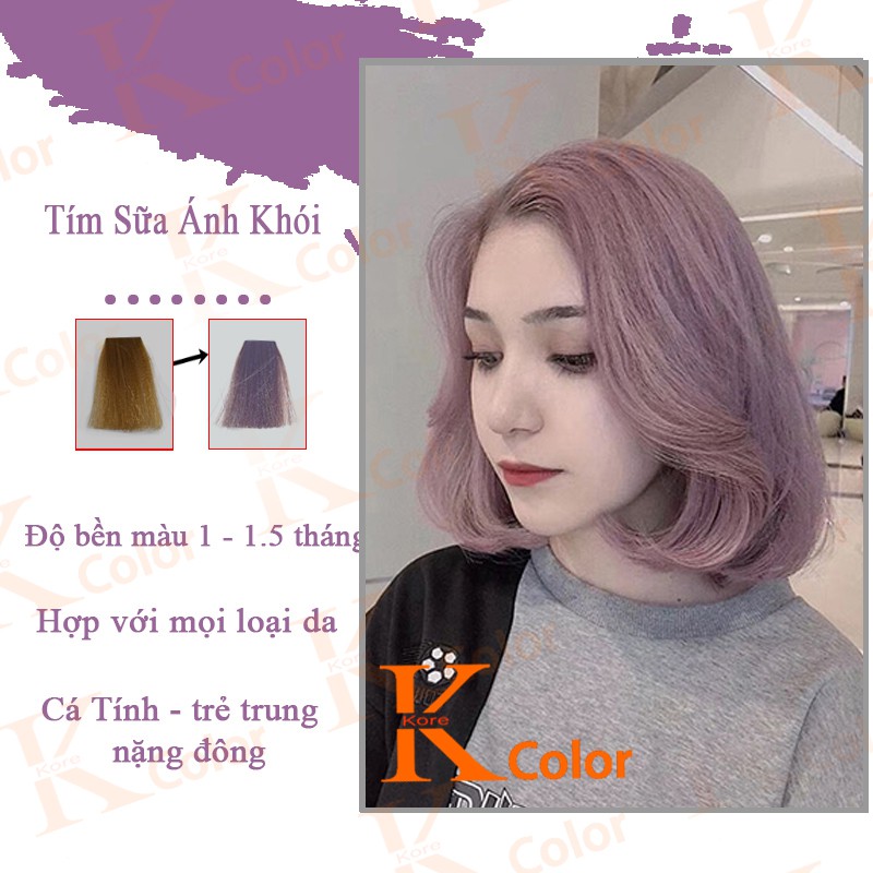 Thuốc nhuộm tóc TÍM SỮA không tẩy sử dụng tại nhà nhiều thảo dược giá rẻ kcolor