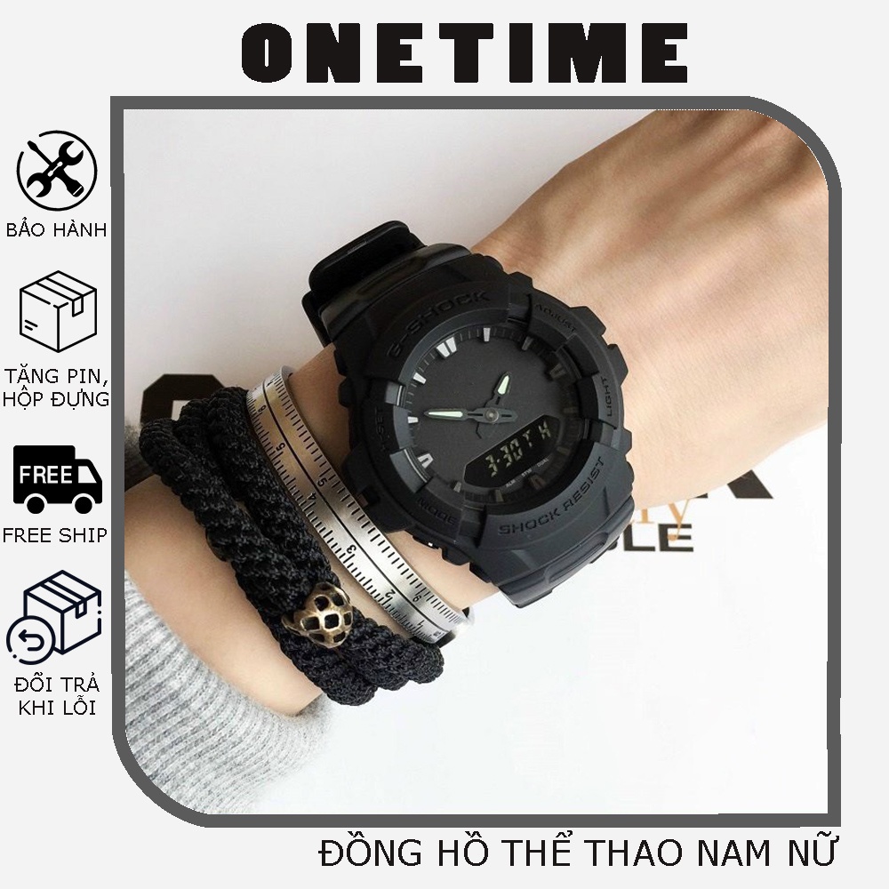 Đồng hồ nam thể thao OneTme, đồng hồ G-shock nam full đen đơn giản, cá tính.