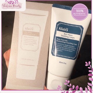 [Dạng Tuýp Mẫu Mới 80ml] Kem Dưỡng Ẩm Klairs Rich Moist Soothing Cream