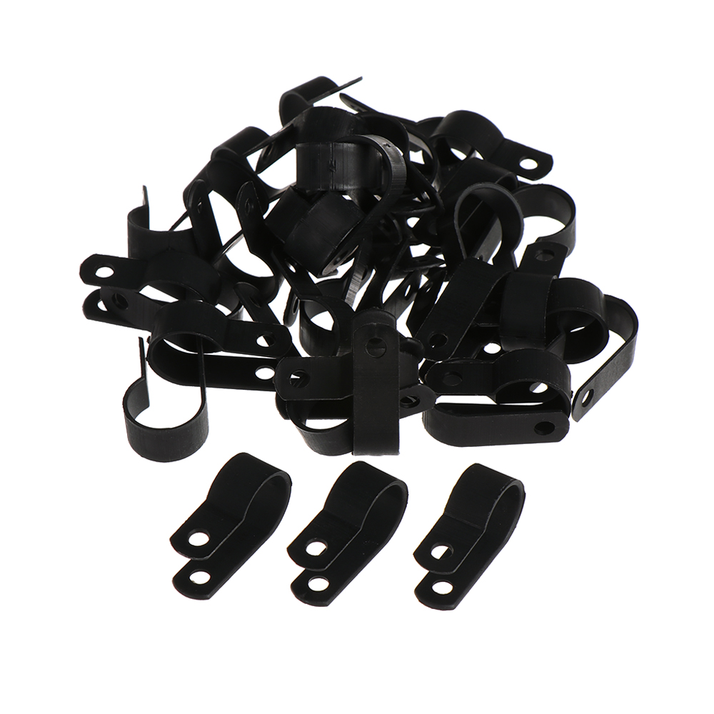 Bộ 100 Kẹp Dây Cáp Hình Chữ R Bằng Nylon Cứng Chắc Chắn Chất Lượng Cao