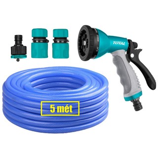 Bộ 5 mét ống nhựa mềm khớp nối vòi xịt rữa tưới cây 8 tia TOTAL THWS030301 THWS010901 AquaMate