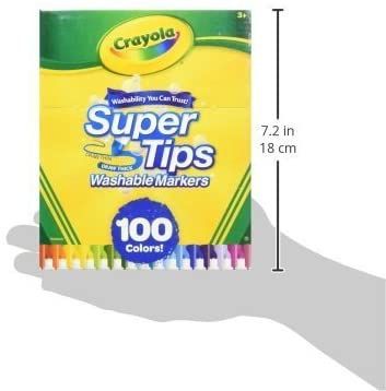 HỘP 100 BÚT LÔNG TÔ MÀU NÉT MẢNH &amp; DÀY CRAYOLA SUPER TIPS WASHABLE MARKERS (RỬA ĐƯỢC)