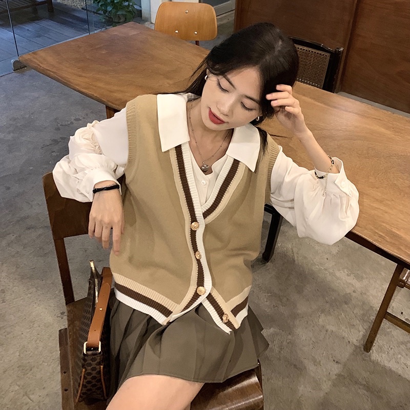 Áo LEN GILE VIỀN MÀU BE | BigBuy360 - bigbuy360.vn