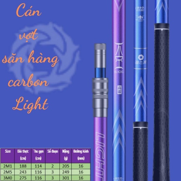 Vợt Cá Carbon Vành Tròn Có thể thu gọn chuyên dụng câu đài vợt cá câu đài