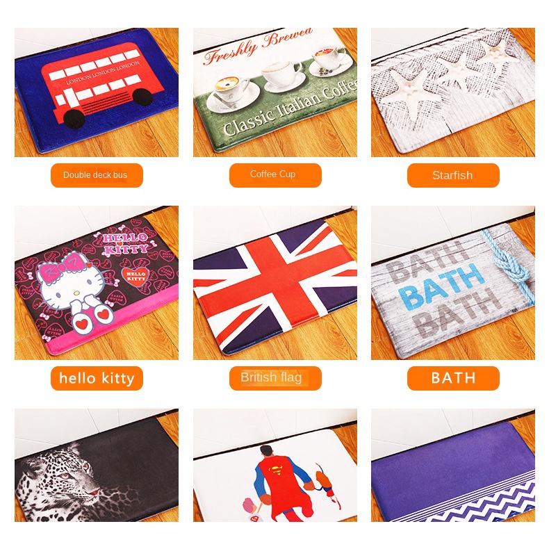 Thảm Chùi Chân Chống Trượt Thấm Hút Nước In Họa Tiết Chim Và Cây