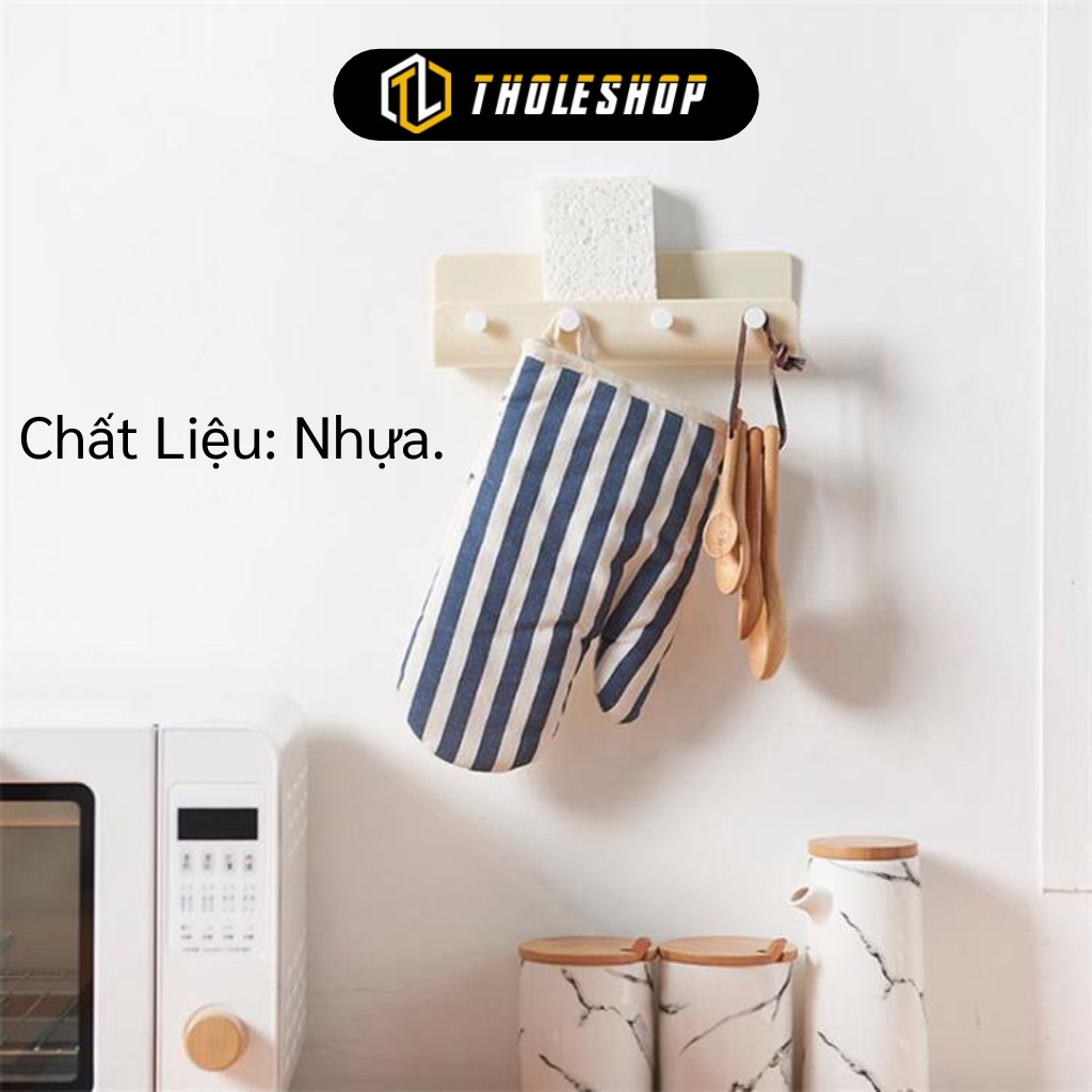 Giá Để Đồ - Khay Đựng Đồ Nhà Bếp, Phòng Tắm Dán Tường Kèm 4 Móc Trang Trí Nhà Cửa 8336