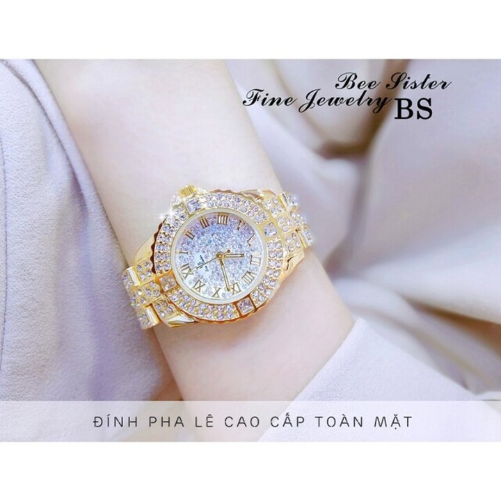 Đồng hồ nữ cao cấp, đồng hồ đeo tay nữ mặt đính đá lấp lánh sang trọng, Tặng Pin, HÀNG LOẠI 1