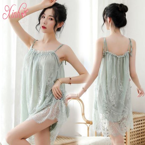 Đầm Ngủ, Váy Ngủ MS5174 Hai Dây Phối Ren Sexy Girl | BigBuy360 - bigbuy360.vn