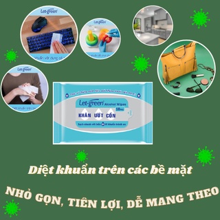 Combo 10 Gói Khăn Ướt Cồn Let-green (10 Tờ x 24)