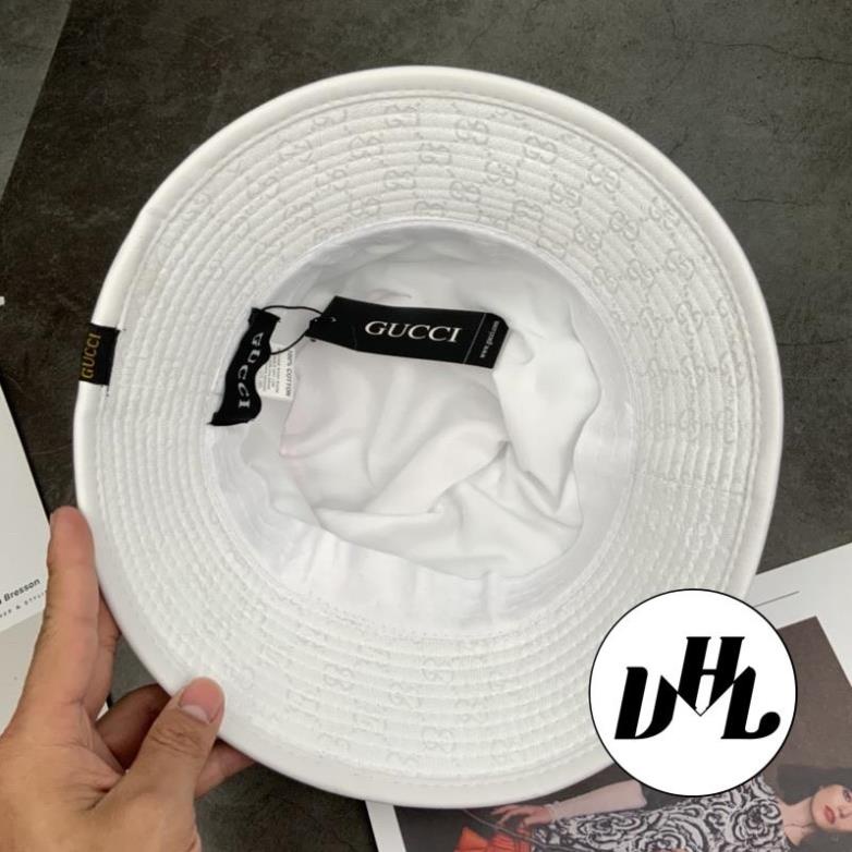 Mũ Bucket Viền Da GC Gấu Trắng Full Tem Thời Trang Cao Cấp Nam Nữ